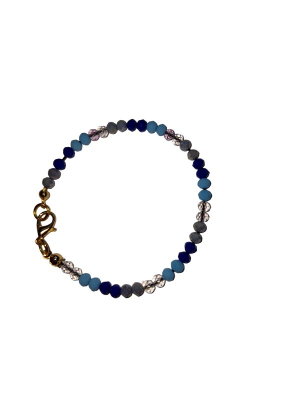 Blue, gray and glassy beads bracelet