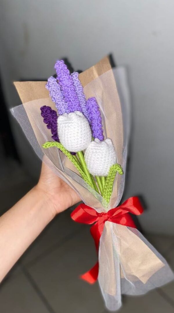 Crochet Lavender and Tulip Boquet