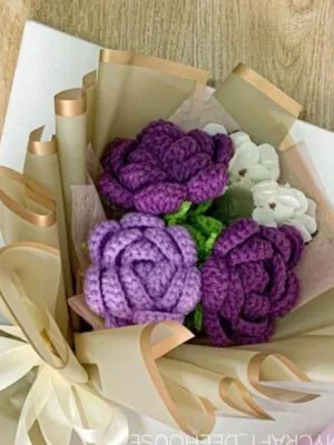 Crochet Purple Flowers Boquet
