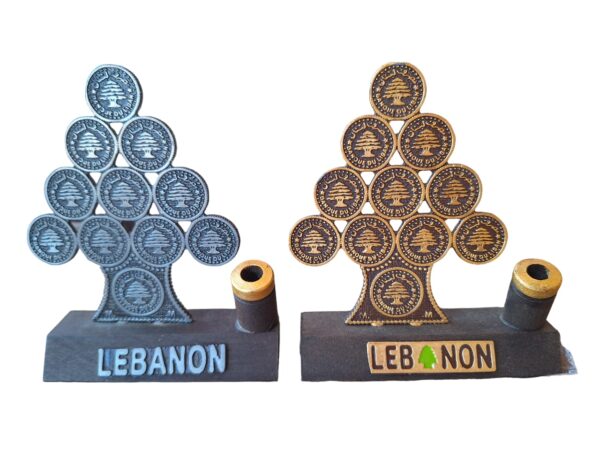 Cedar of Lebanon from coins with pen holder