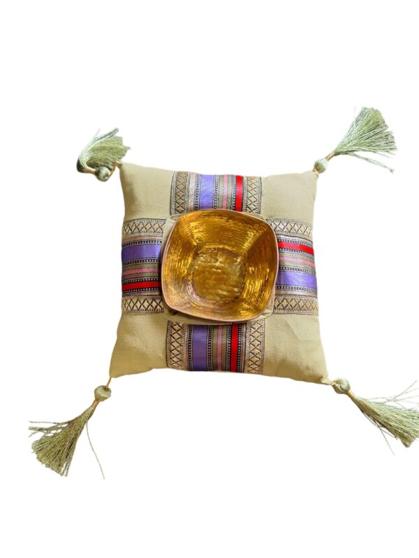 Decorative Cushion with Golden Centerpiece - Image 2