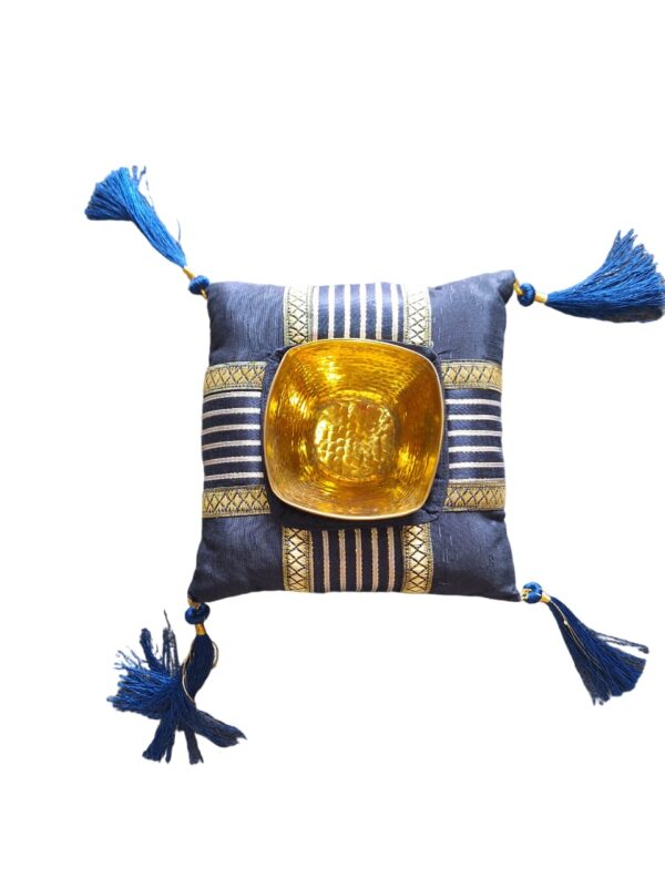 Decorative Cushion with Golden Centerpiece