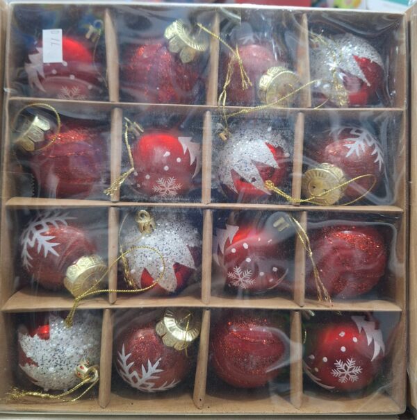 Festive Red & Silver Christmas Bauble Set - 16pcs