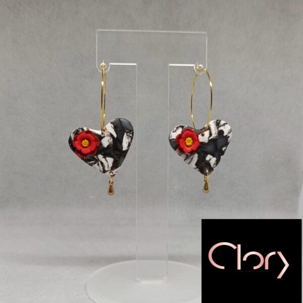 Marbled Heart Bloom Earrings