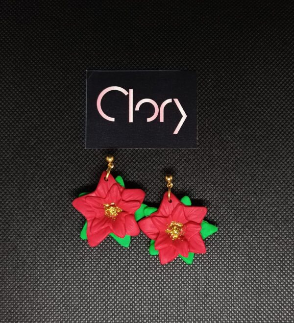 Festive Poinsettia Charm Earrings