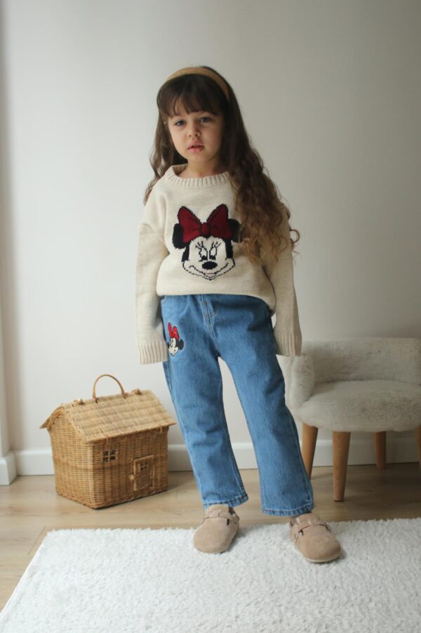 Girls' Minnie Mouse Sweater and Jeans Outfit