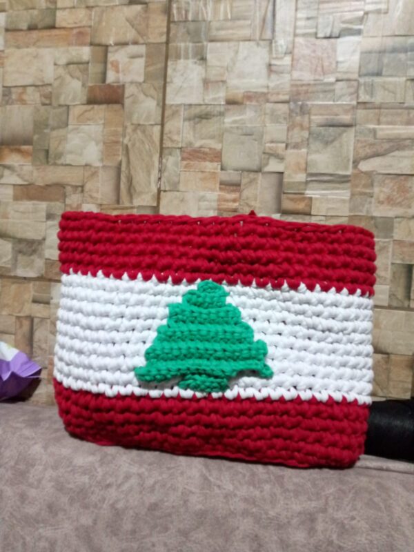 Handmade Crochet Lebanese Flag Decor