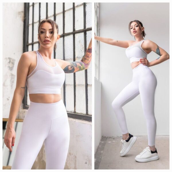 High-Waist Seamless White Leggings