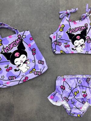 Kuromi Purple Swimsuit Set for Kids