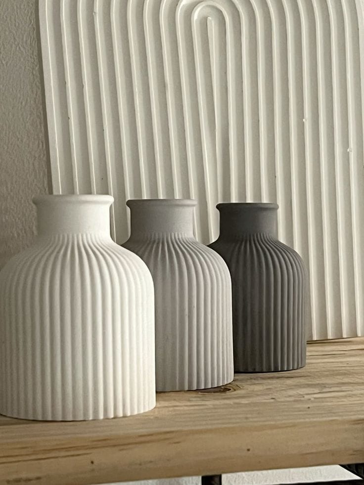 Pastel Ribbed Ceramic Vase