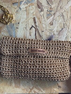 Handmade Golden Crochet Clutch Bag 
