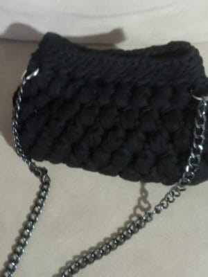 Handmade Black Crochet Chain Shoulder Bag