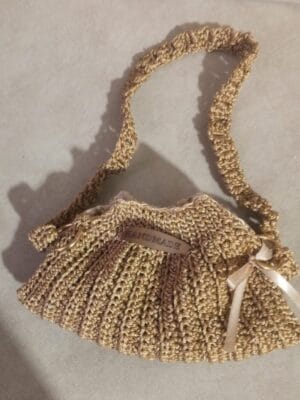 Handmade Golden Crochet Shoulder Bag