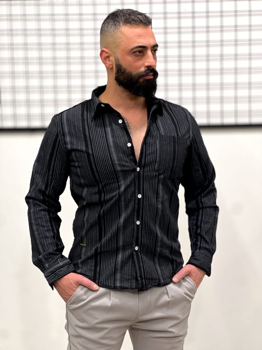 Men’s Striped Cotton Shirt - Image 2