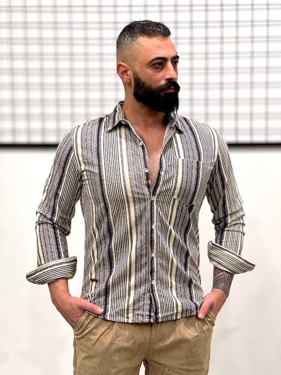 Men’s Striped Cotton Shirt - Image 4