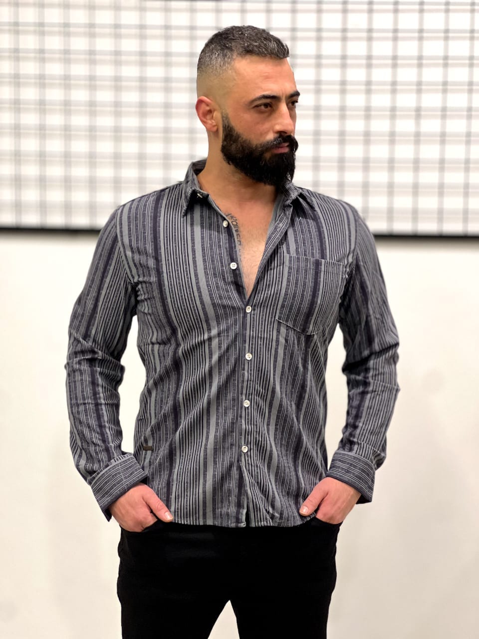 Men’s Striped Cotton Shirt - Image 3