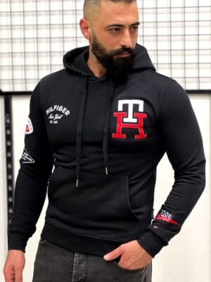Men’s Black Hilfiger Style Hoodie