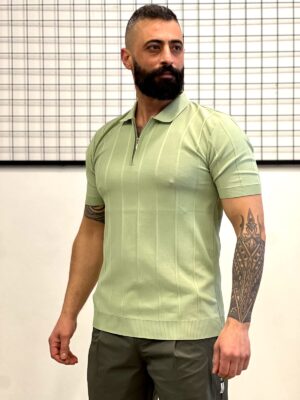 Men’s Slim Fit Ribbed Zip Polo